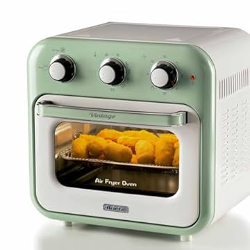 Ariete 4632, Fritadeira 2 em 1, Air Fryer e Forno Elétrico Vintage Verde, Capacidade de 16 Litros, 1400 Wats, Porta Transparente - 127V