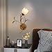 CRSTAL Glass Flower Wall Sconce, E14 Vintage Gold Kitchen Wall Light Fixtures, Wall Mounted Bathroom Vanity Light Antique Farmhouse Wall Lamp for Bedroom Bedside Living Room Hallway(Left)