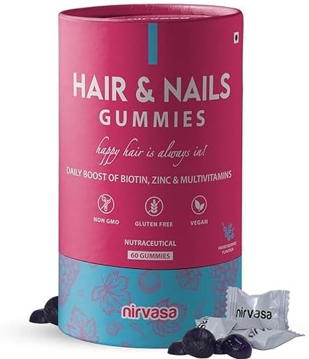 Hair & Nail Gummies with Biotin | Helps Keep Hair, Nail, Skin Healthy & Nourished | Ideal Supplement for Men & Women | Sugar-Free I Mixed Berries Flavoured – 60 Gummies Set of 1 Hair & Nail Gummies with Biotin | Helps Keep Hair, Nail, Skin Healthy & Nourished | Ideal Supplement for Men & Women | Sugar-Free I Mixed Berries Flavoured – 60 Gummies Set of 1
