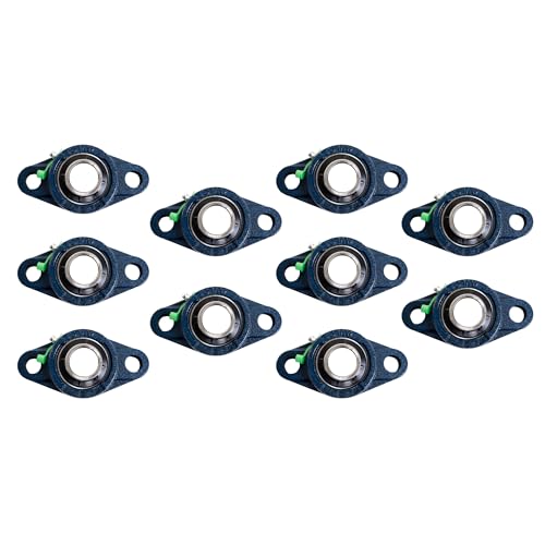 Jeremywell UCFL205-16 Pillow Block Bearing (10 Pack), 1 inch Bore, 2-Bolt Flange Mounted, Solid Base, Self-Alignment