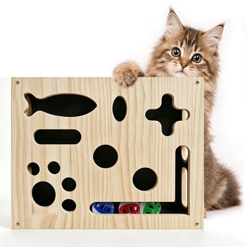 Puzzle para rascar 2-en-1 con laberinto de comida y madera natural 2