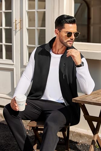 COOFANDY Men's Lightweight Fleece Vest Sleeveless Zip Up Warm Jacket Casual Outerwear Vests With Pockets3