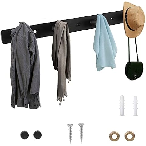 SWAWIS Towel Hook, Towel Holder, Bathrobe Hook, Wall Hook, Clothes Hook, 304 Stainless Steel, Towel Holder, Bathroom and Kitchen Door Hook, Black Cover