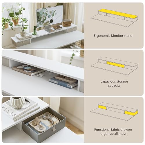 Image of Agilestic 48 x 24 Inches Electric Standing Desk with 2 Storage Drawers, Adjustable Height Sit and Stand Computer Table with Splice Board, White