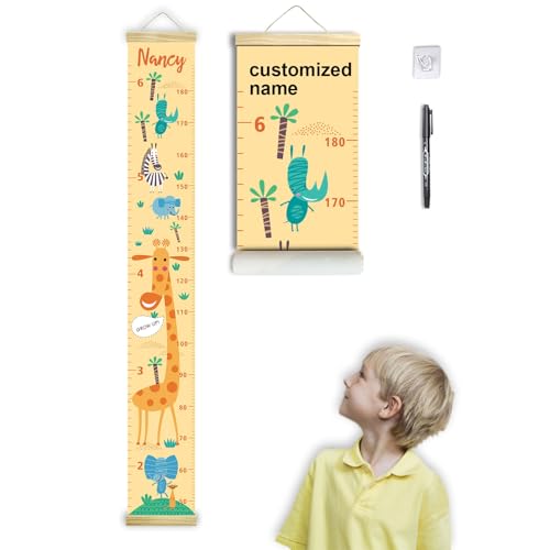 Personalized Kids Growth Chart with Deer Wall Art