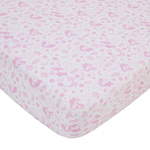 Image of Disney The Little Mermaid Pink & White Ariel Cute by Nature Fitted Crib Sheet, Pink, White (8556003P)