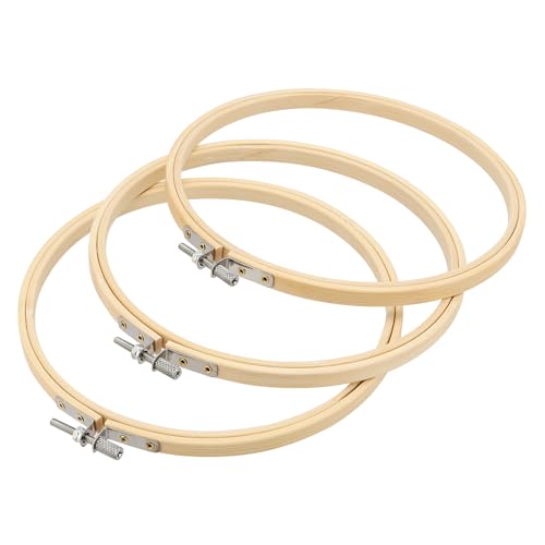 Image of SEHOI 25 Pieces 6 Inch Bamboo Embroidery Hoops, Wooden Round Adjustable Bamboo Circle Cross Stitch Hoop Rings for Art Craft Handy Sewing