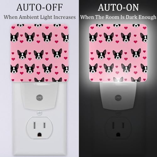 Lámpara de noche LED plug-in 2 piezas rosa bulldog miniatura 2
