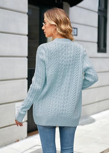 Image of Womens Cardigan Sweaters Cable Knit Sweater 2026 Fall Winter Chunky Open Front Button Down Coats with Pockets