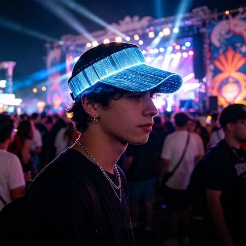 Gorra intermitente con 11 patrones de iluminación LED regulable y carga rápida USB 2