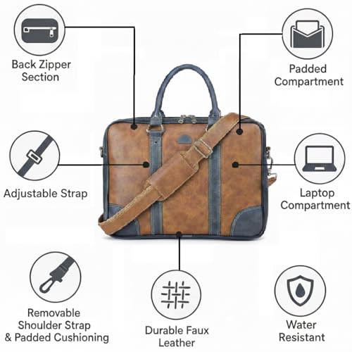 K London Unisex Messenger Bag - Laptop Bag || , Pu Leather Office Bag For | Supports Laptop Upto 15 Inches||Shoulder Bag|| Handle Bag, Multicolor