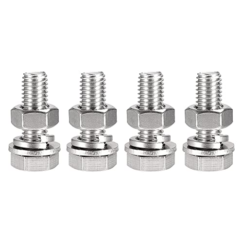 Image of uxcell M10 x 35mm Hex Head Screws Bolts, Nuts, Flat & Lock Washers Kits, 304 Stainless Steel Fully Thread Hexagon Bolts 4 Sets