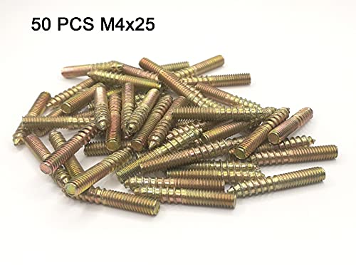 Image of Hanger Bolt M4x25 Double Headed Bolt Self-Tapping Screw for Furniture 50Pcs, Bronze Color