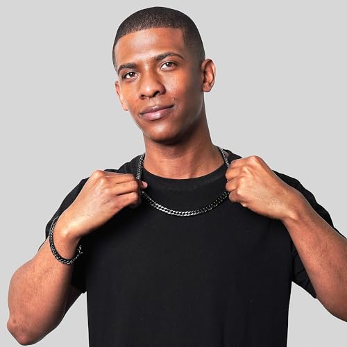 Invicta Jewelry Men's Double Curb Chain Bracelet and Necklace Set4