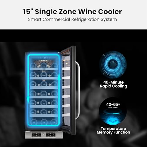 Image of Whynter 33 Bottle Wine Fridge, 15 Inch Wine Cooler Refrigerator Glass Door, 40-65F Digital Temperature Control, 3 LED Under Counter Built-in or Freestanding for Home Bar Kitchen Office 3.0 cu.ft