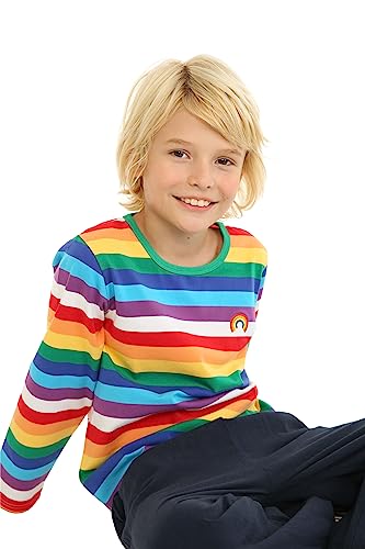 Mud Kingdom Boys Girls T-Shirts Rainbow Stripe Cotton Unisex Top3
