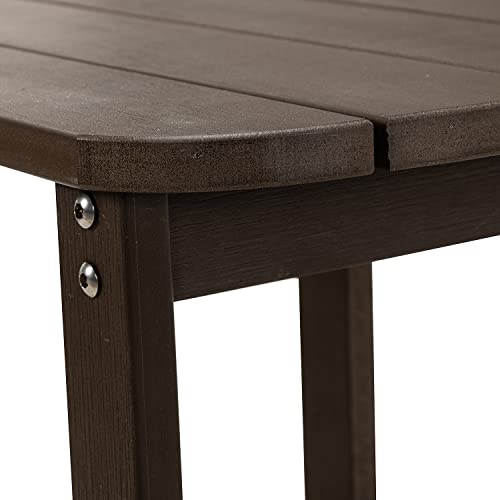 Hulala Home Adirondack Outdoor Side Table Rectangular End Table For Patio Lawn Garden Backyard Pool, Easy Maintenance & Weather Resistant, Brown #TOP5