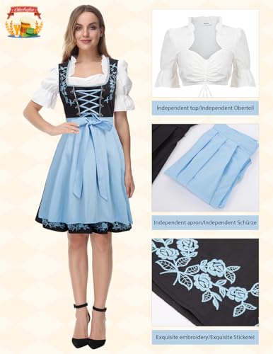 JASAMBAC Women's German Dirndl Dress Costumes 3 Pieces for Oktoberfest Carnival3
