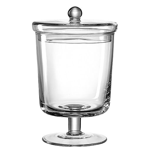 Leonardo Poesia/Ravenne – Boîte sur pied/bonbons – Verre transparent – (DxH) 15 x 23,5 cm – Pièce unique faite à la main