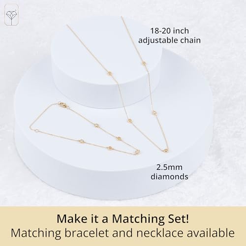 MAX + STONE Trio 10K Yellow Gold Diamond Bracelet and Pendant Necklace for Women | Hypoallergenic & Anti-Tarnsihing Bezel Lab Grown Diamond Bracelet & Necklace with Adjustable Chains4
