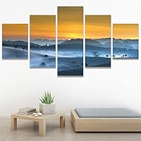 SIGNWIN 5 Panel Canvas Wall Art Modern Art Coastal Colorful Multicolor Photography Romantics Sunset for Home Decorations Ready to Hang - 60