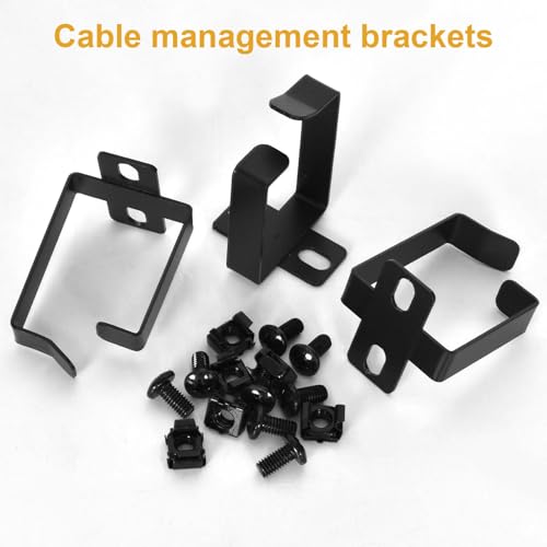 10 Stück Kabelführungsbügel, 4,4 x 6 x 5 cm Kabel-Führungsbügel, Netzwerkschrank Kabelmanagement, Server Rack Zubehör mit Schrauben und Muttern,19 Zoll Rack Kabelführungen Set - Schwarz