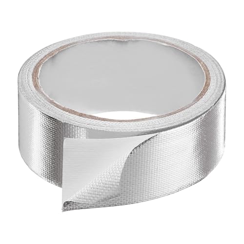 HARFINGTON Heat Shield Tape 1.57" x 32.8 ft Waterproof Sunscreen Sound Insulation High-Temperature Resistance Silver Aluminum Tape Thickness for Automotive Repairs