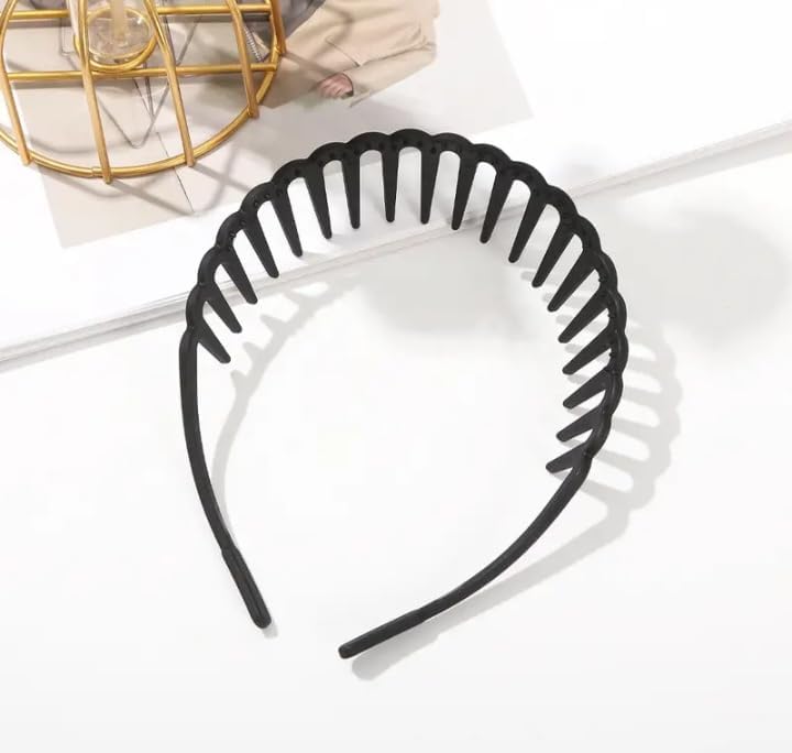 Hair Jewels Black Wide Tooth Hair Comb Headband for Women & Girls | Anti Slip Plastic Hair Band | Comfortable Hair Hoop for Curly, Thick & Wavy Hair | Everyday Hair Styling Accessory Pack of 2 - Image 4