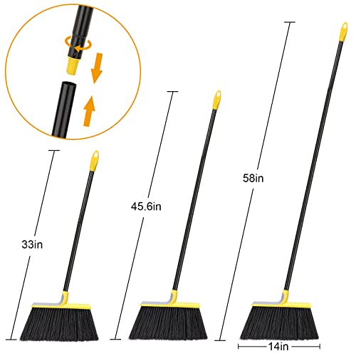 4 Packs Outdoor Broom for Floor Cleaning with 58" Long Handle, Heavy-Duty Commercial Brooms for Sweeping Indoor Outdoor Courtyard Restaurant Garage Patio Decks Mall Market Kitchen Office Lobby Shop