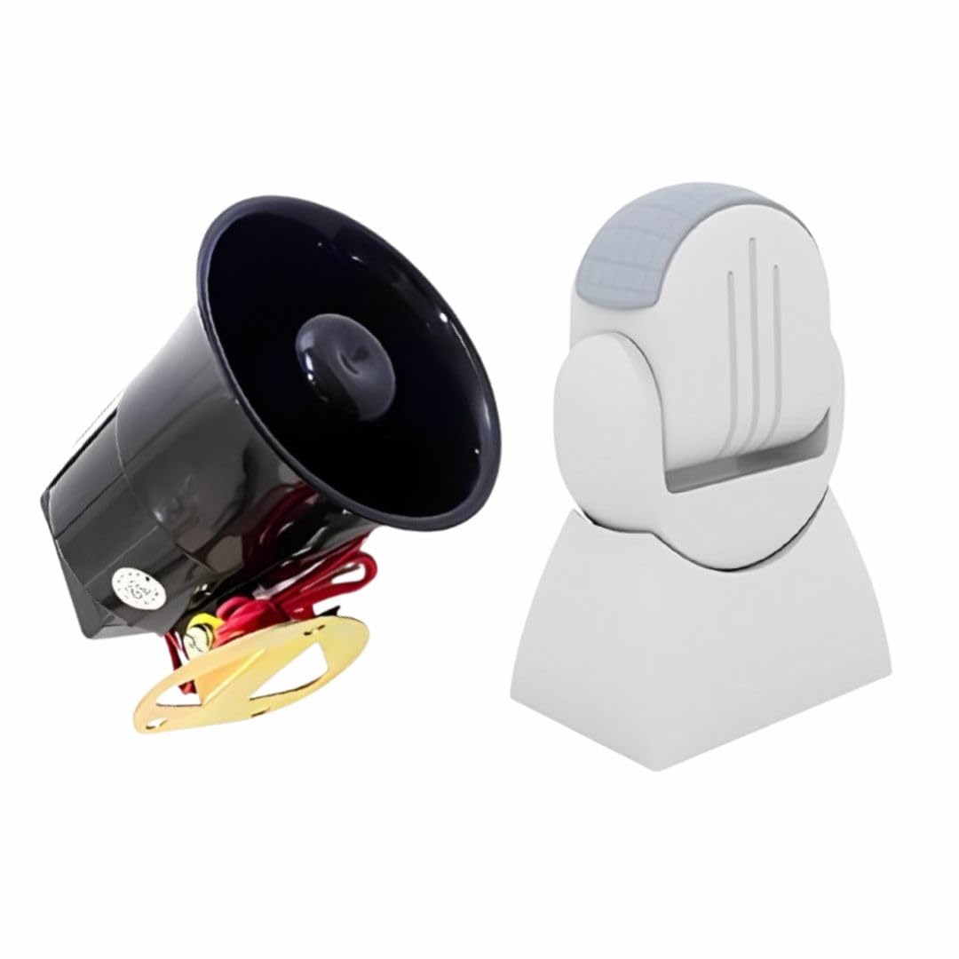 Quick sense(QS-M7+H1) | IP65 Wall Mounted Microwave Motion Sensor | 220v -115 DB | Hooter Security Alarm | Home Securities | Loud Sound -300-350 Meter-image-3