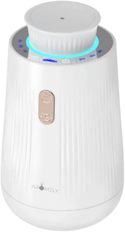 Car Diffuser & Home Air Freshener Waterless – Rechargeable – Intelligent Aroma Diffuser with Dual Mode – Portable Odor Eliminator for Car, Office Desk, and Small Room – Up to 150 SQFT (Silver-White)