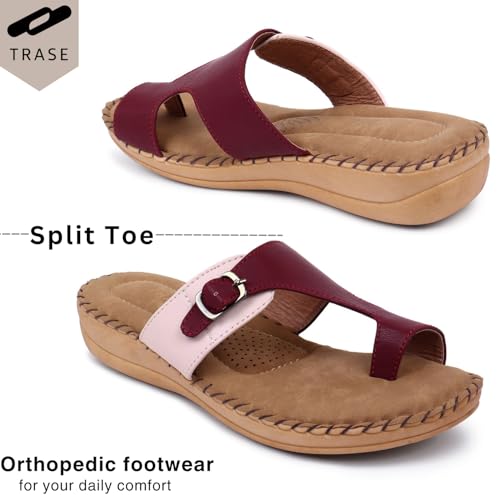 Image of TRASE Extra Soft Slippers for Women | Orthopedic Diabetic Footwear with Cushioned Insole | Lightweight & Comfortable Ladies Chappals with Toe Ring and Adjustable Buckle