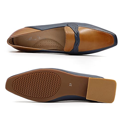 Image of Mona flying Women's Leather Square Toe Penny Loafer Slip on Office Flats