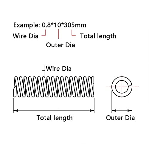 ELLANA Coil Expansion Compressed Springs, Wire Diameter 0.4mm, Outer Diameter 4mm, Free Length 305mm, 0.4x4x305mm Buffer Mechanical ( Size : 2pcs 0.4mmx4mmx305mm )