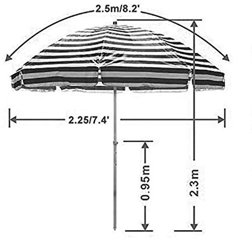 Parasol de playa rayas portátil resistente al agua con estructura de acero 5