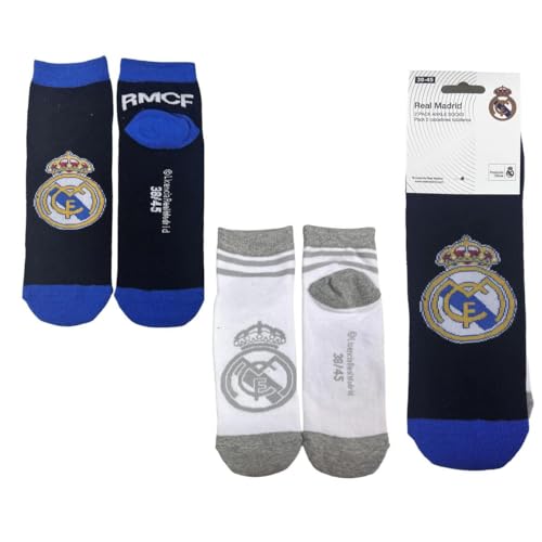 Pack calcetines tobilleros Real Madrid para uso diario y deporte – Pack calcetines tobilleros suaves y transpirables para zapatillas y calzado casual