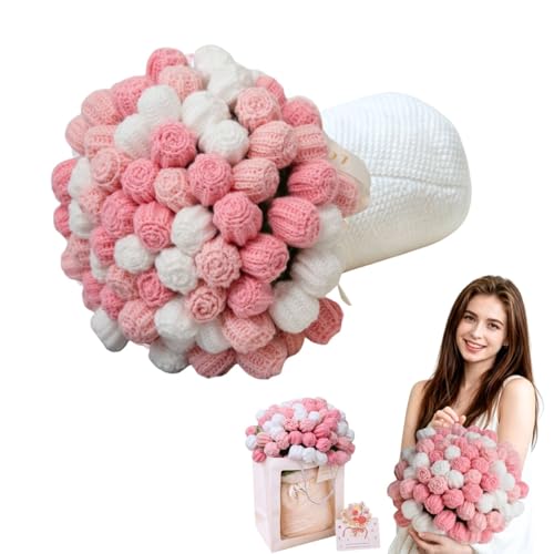 SST Bloomie Bouquet Blanket Crochet Tulip Flowers Lap Throw Blanket Bouquet with Gift Bag for Couch Office wheelchair Valentines Day Wedding Mothers Day Birthday Home Decor Gift for Her Women
