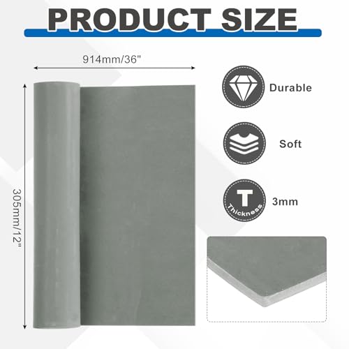 QUARKZMAN Silicongummi-Blatt 1/8 Dick x 12 Breite x 36 Länge Antirutsch-Dichtungsmaterial Silikonmatten Für Bastelarbeiten Polster Dichtungen Stoßstangen Polsterung DIY-Material Grau