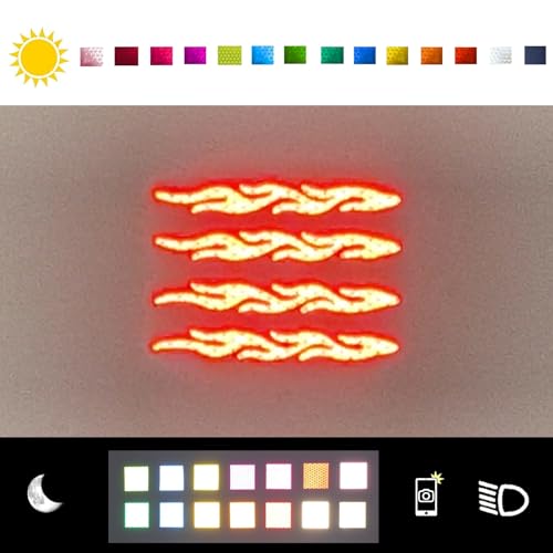 Image of customTAYLOR33 High-Intensity Grade Premium Reflective Tribal Flame Helmet Decals, Motorcycle Safety Sticker Decals (Red)