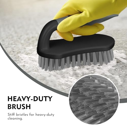 Image of SetSail Scrub Brush, Stiff Bristle Cleaning Scrubber, 4 Pack(Black Grey)