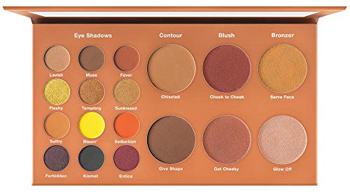 Black Radiance Bold & Sexy Palette, 18 Shades for Eyes & Face, Matte, Glitter & Pearl Finishes, Includes Contour, Blush & Illuminators - Melanin Collection