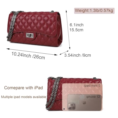 Image of Gladdon Quilted Crossbody Purse for Women Trendy Shoulder Bags | Stylish Shoulder Purse,Quilted Pattern,Structured bag,Chain Strap,Spacious Enough,Casual and Dressy Outfits,Any Occasion