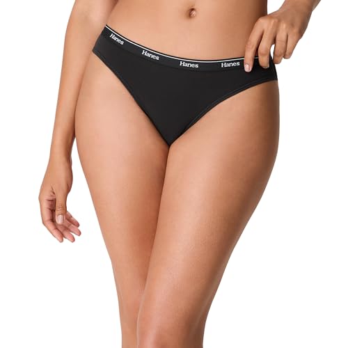 Image of Hanes Women's Originals Bikini Panties, Breathable Stretch Cotton Underwear, Assorted, 6-pack