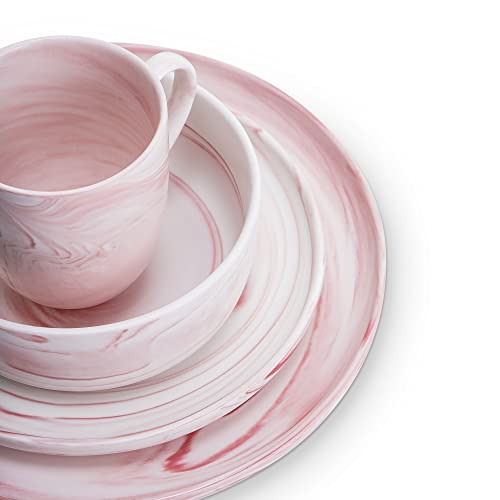 Stone Lain Brighton 16-Piece Dinnerware Set Porcelain, Pink - Image 5