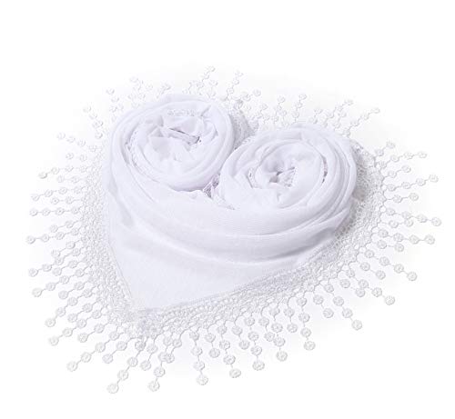 Cindy & Wendy Lightweight Triangle Floral Fashion Lace Fringe Scarf Wrap for Women3