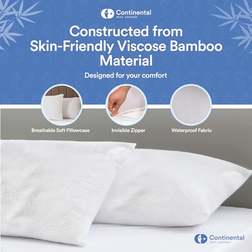 Continental Bedding PILLOWPROTECTORBAMBOO-22X22-1 Feather Proof, Waterproof And Down Proof Luxury Zippered Viscose Derived From Bamboo Throw Pillow Protectors: Silky Smooth Comfort 22X22 Inch thumb #4