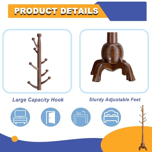 Perchero de madera resistente con 8 ganchos, ahorra espacio, soporta hasta 100 kg, perfecto para el hogar y la oficina, ideal para abrigos, bufandas y bolsos