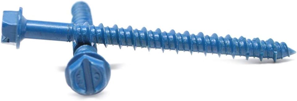 3/16" x 2 1/4" Tapking Concrete Screw Hex Washer Head Low Carbon Steel Blue Polymer Pk 100
