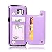 Phone Case for Samsung Galaxy S7 Edge with Tempered Glass Screen Protector Card Holder Wallet Cover Stand Flip Leather Cell Glaxay S7edge Gaxaly S 7 Plus Galaxies GS7 7s 7edge Cases Women Girl Purple