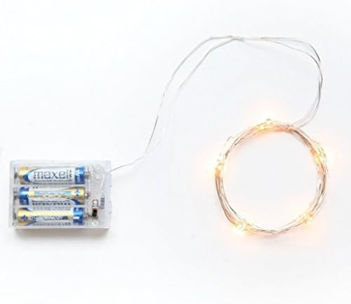 Starry Lights Mini Sets. 20 Warm White Micro LEDs on 6.5 Foot Silver Wire. Battery Powered With On/Off Switch